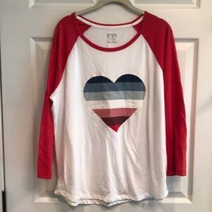 EV1 brand size XXL pullover 3/4 length sleeve tee w/ heart on front